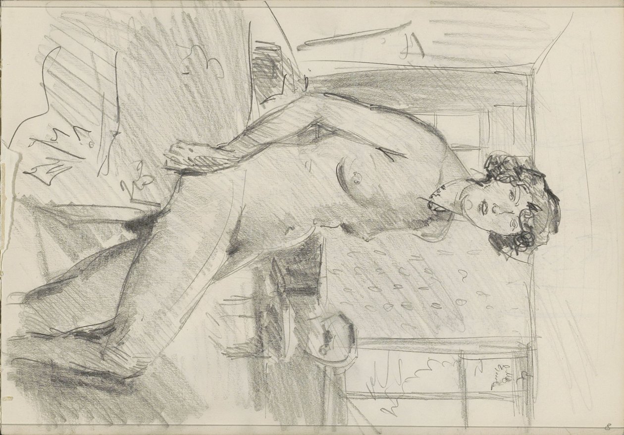 Seated Female Nude in an Interior by Isaac Israels