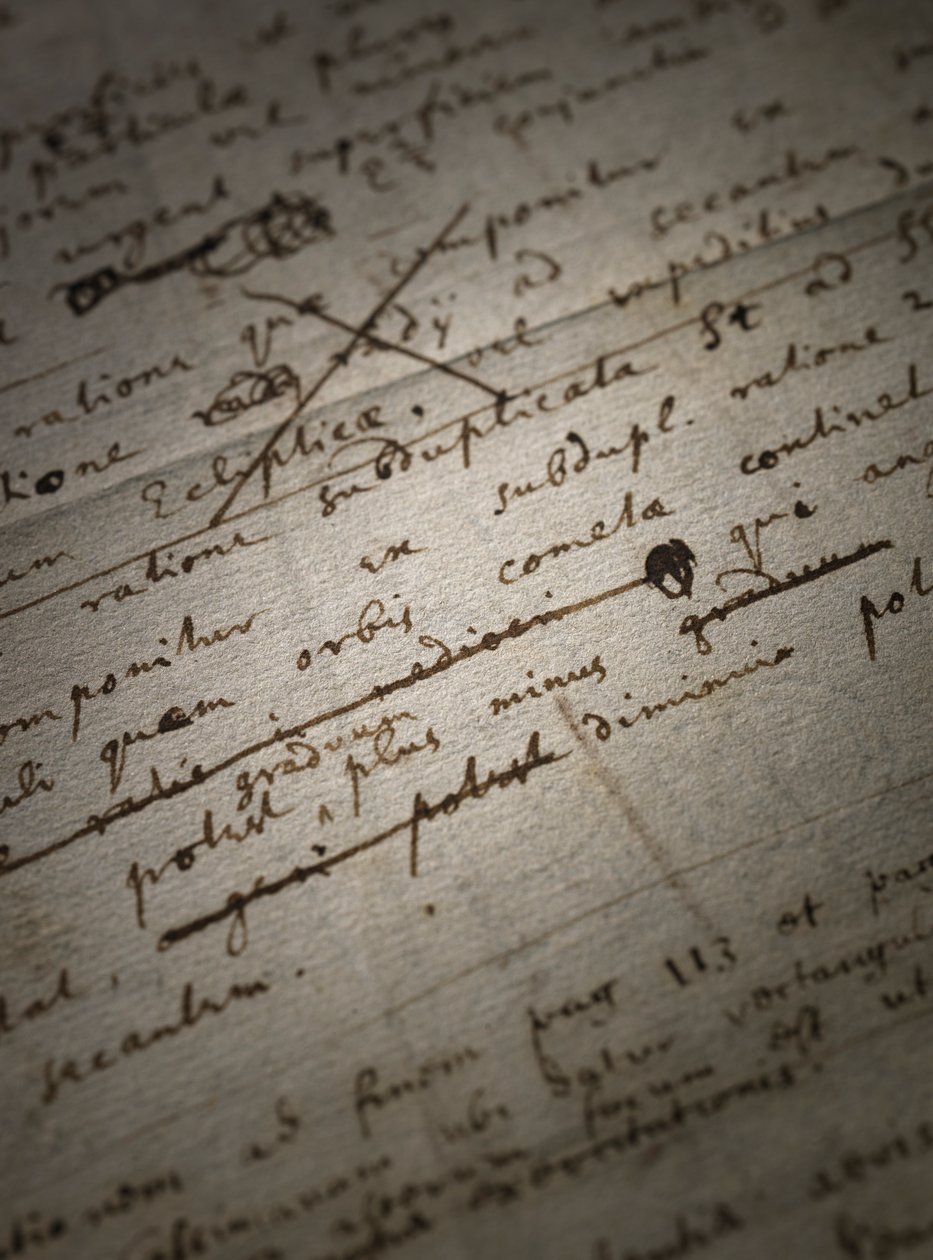 Two pages of revisions to the Principia Mathematica by Isaac Newton