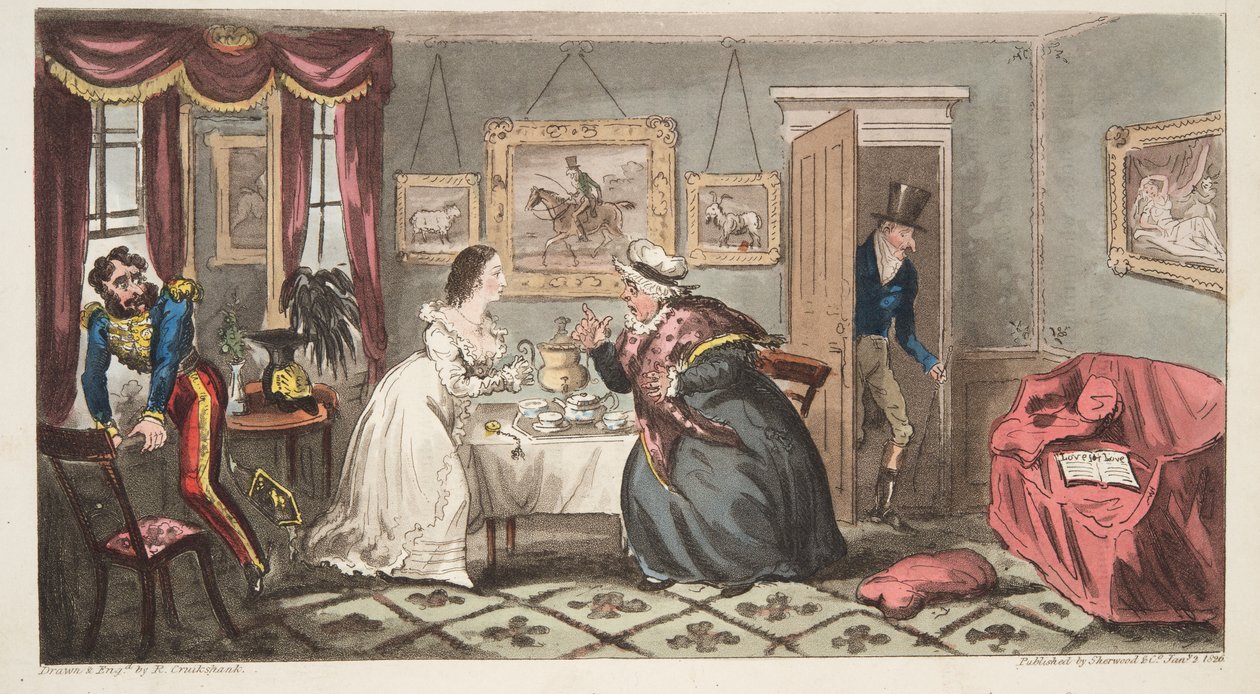 A Bath Beau and Frail Belle or the Mr B. and Miss L., from The English Spy by Isaac Robert Cruikshank