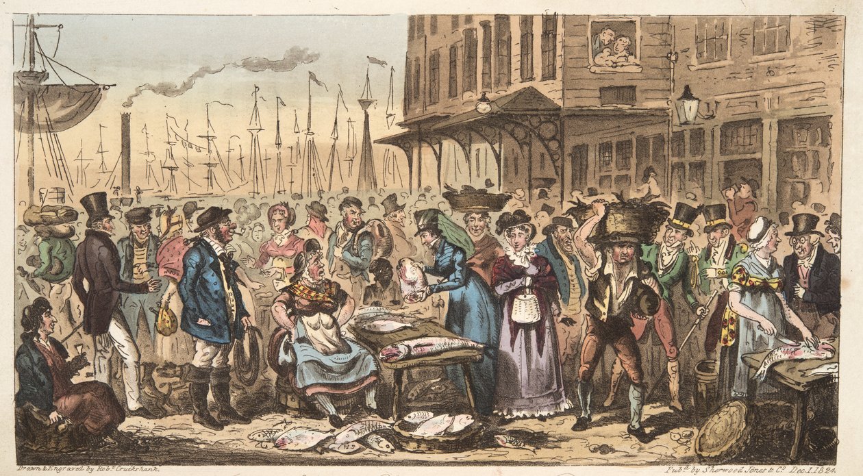 A Frolic in High Life, or a Visit to Billingsgate, from The English Spy by Isaac Robert Cruikshank