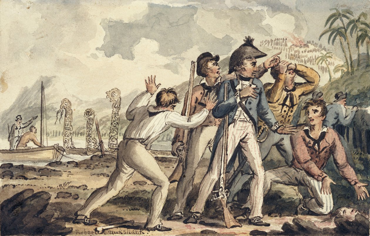 Captain Burney Discovering His Murdered Shipmates, illustration from 