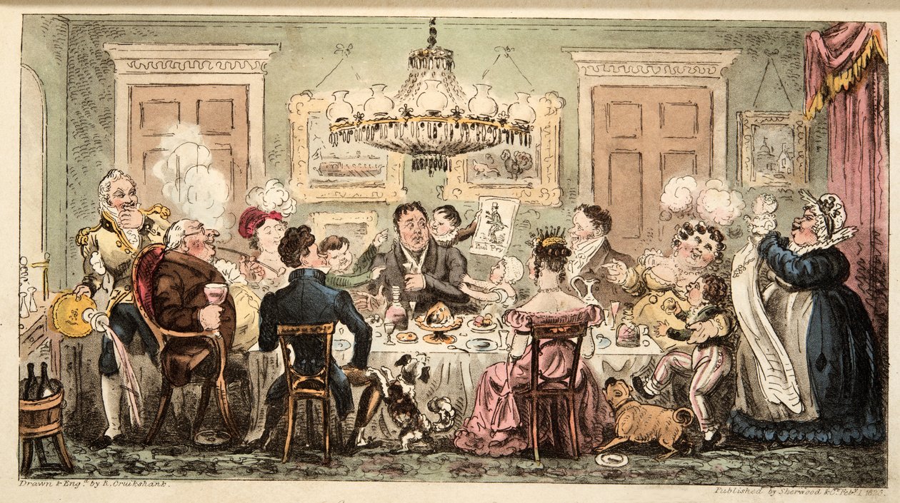 Liston and the Lambkins or the Citizens Dinner Party, from The English Spy by Isaac Robert Cruikshank