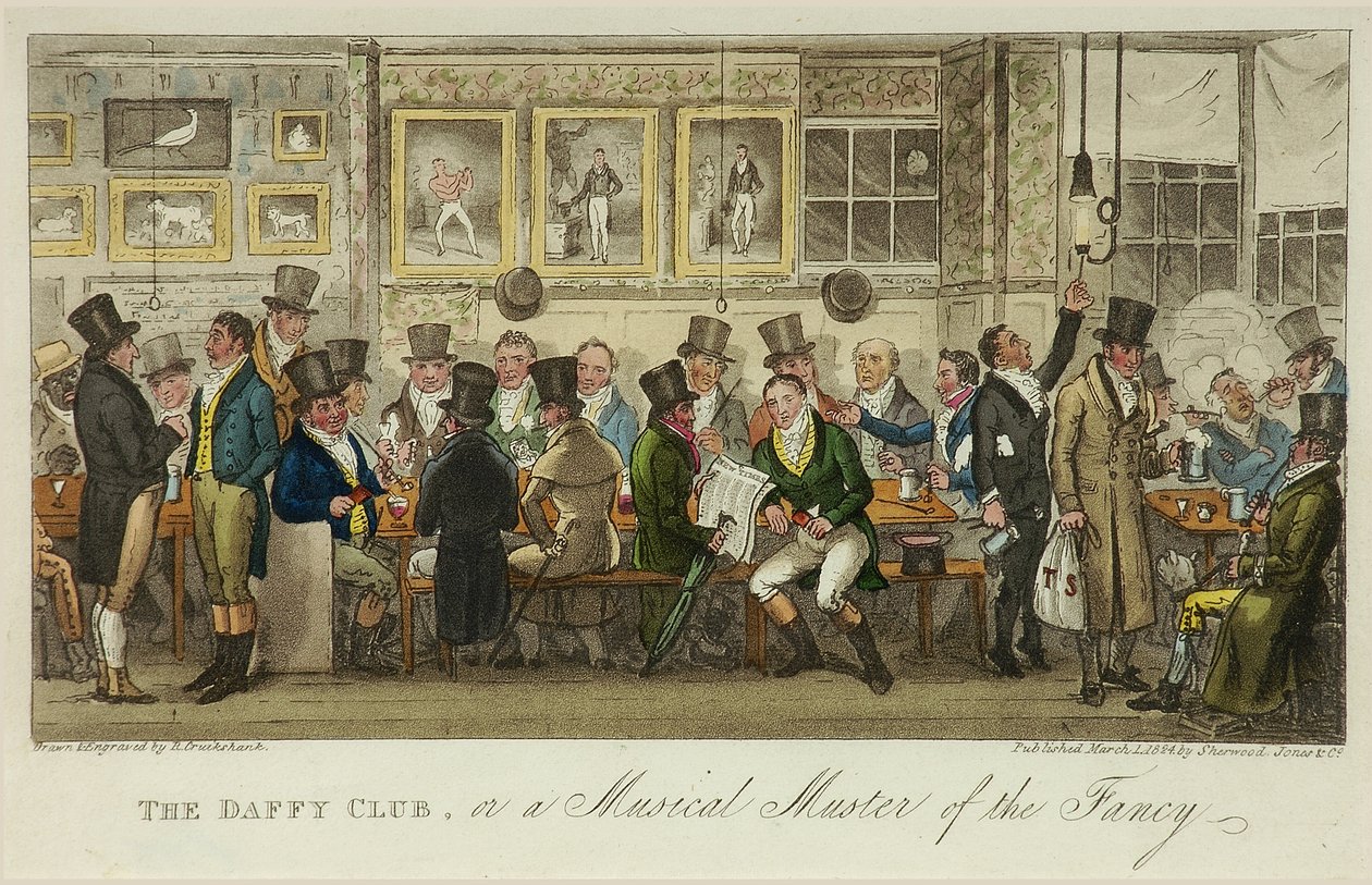 The Daffy Club, or a Musical Muster of the Fancy, published in 1824 by Isaac Robert Cruikshank
