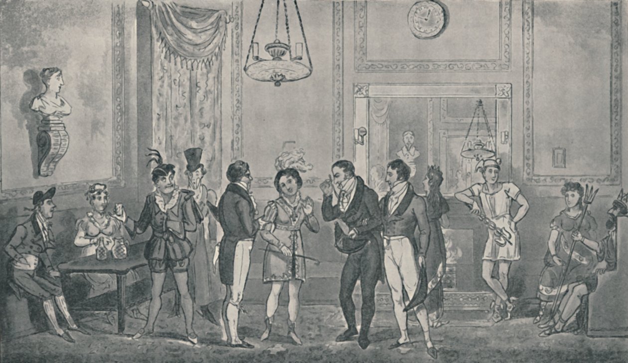 The Green Room at Drury Lane Theatre by Isaac, Robert and George Cruikshank