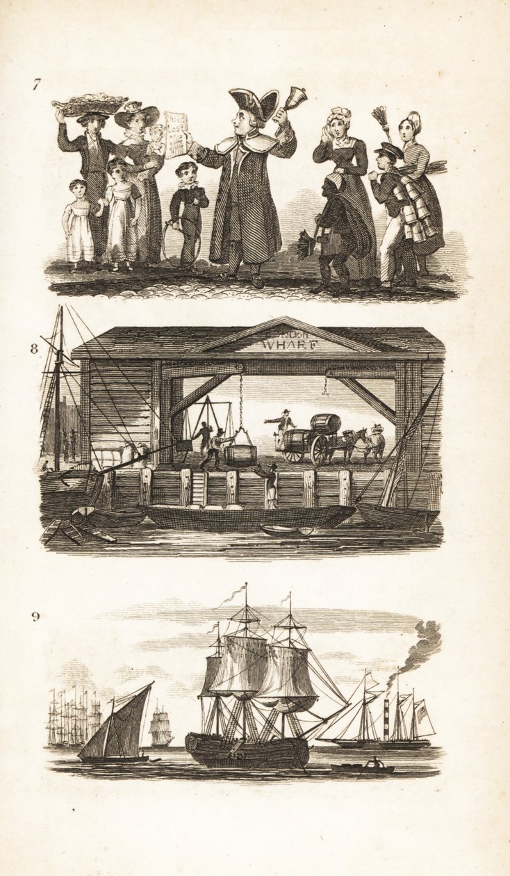 The Bellman, a London Wharf and Coal-Ship and Coal Barge by Isaac Taylor