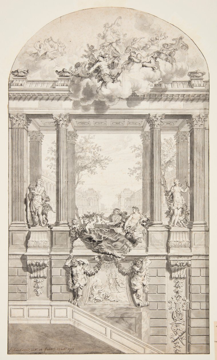 Design for Staircase, Voorst Castle, The Hague, Netherlands by Isaac de Moucheron