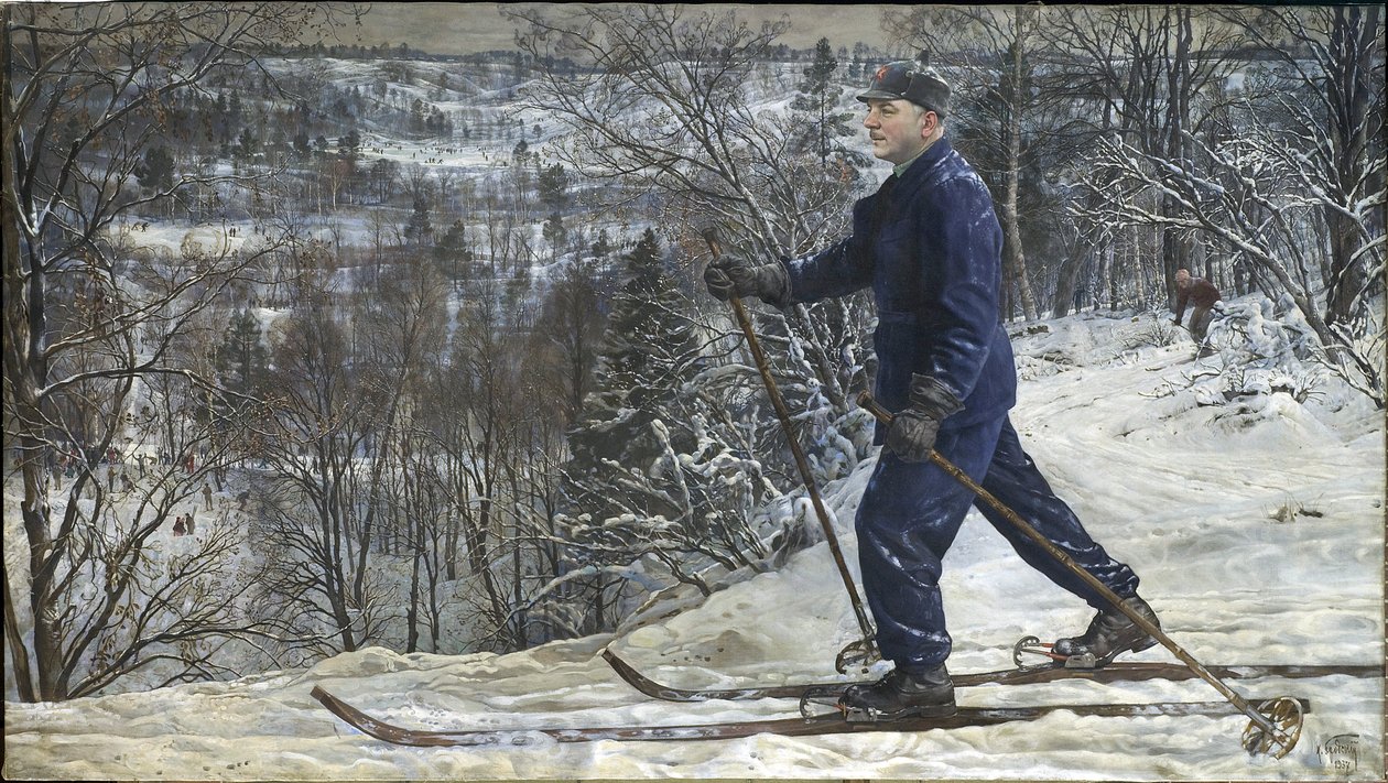 Kliment Voroshilov on a skiing trip by Isaak Israilevich Brodsky