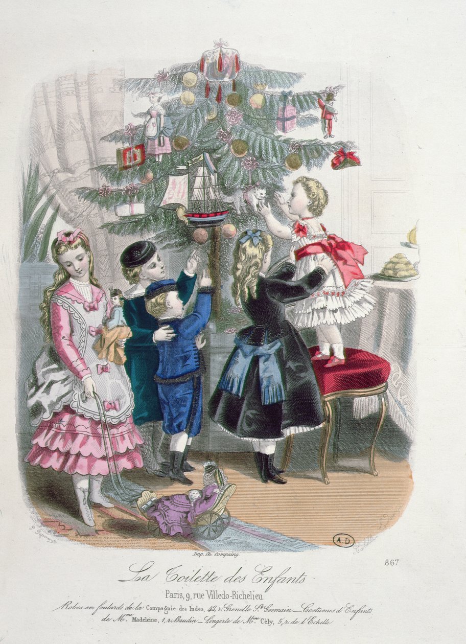 Decorating the Christmas Tree, Advertisement for La Toilette des Enfants, Engraved by P. Derfermeville by Isabelle Codouze