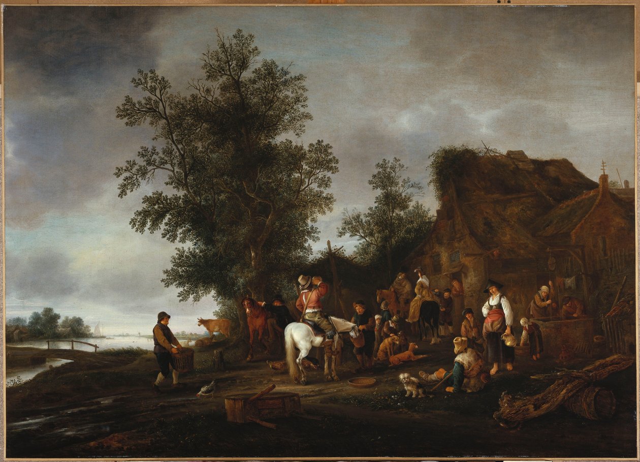 Travellers Refreshing Themselves at a Riverside Tavern by Isack van Ostade
