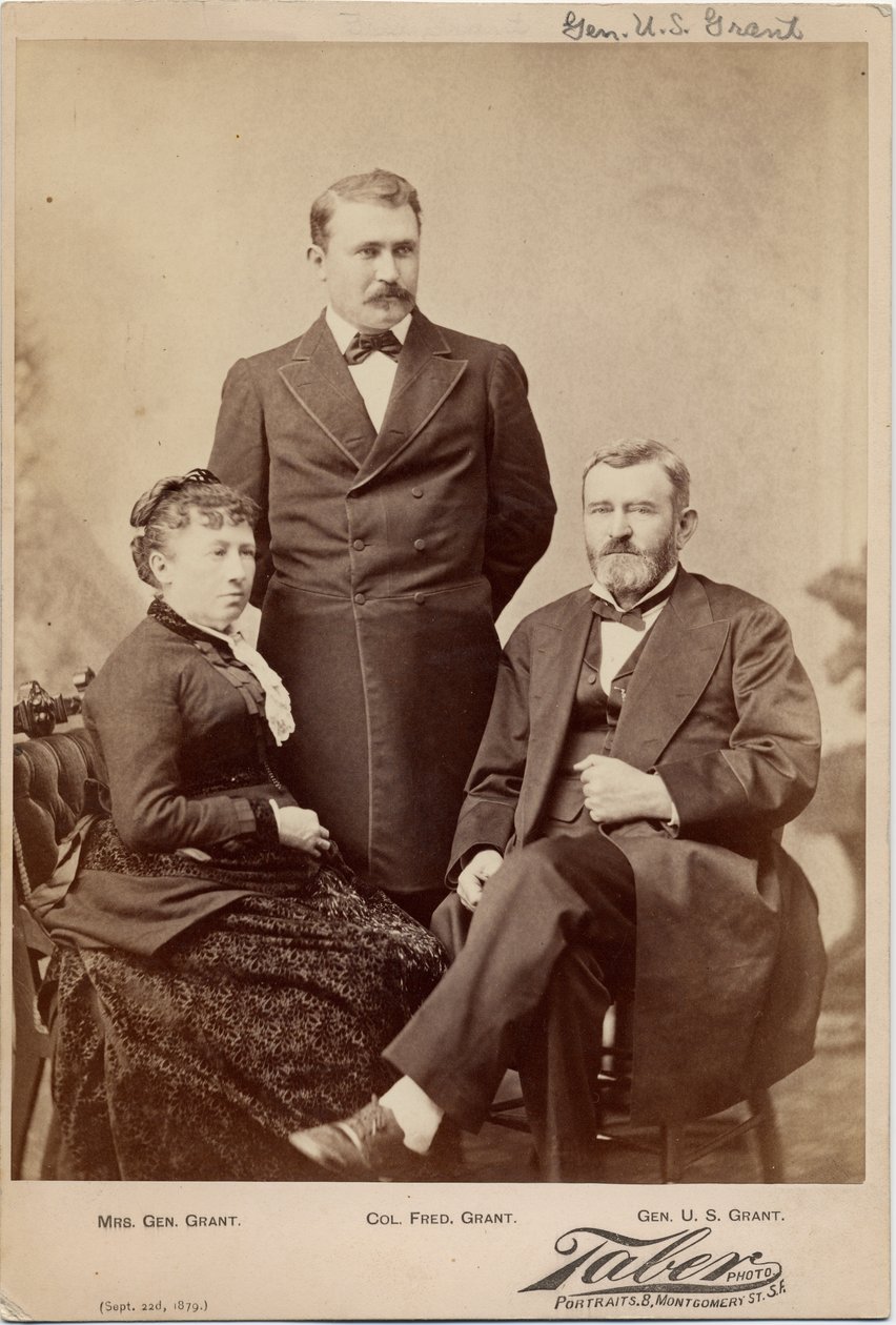 Julia T. Grant, Ulysses Simpson Grant, Colonel Frederick Dent Grant (albumen photo) by Isaiah Taber
