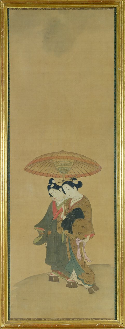 Two Lovers under an Umbrella by Ishikawa Toyonobu