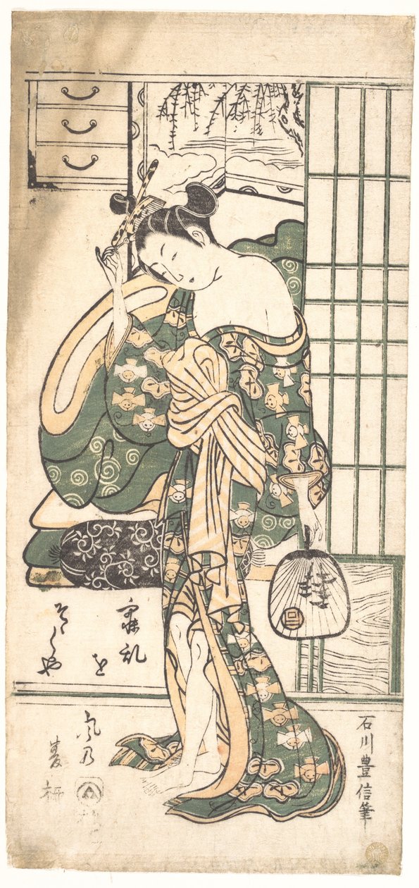 Summer Willow in the Breeze by Ishikawa Toyonobu