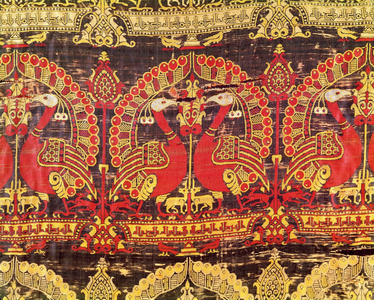 Cope with peacock motif and kufic inscription by Islamic School