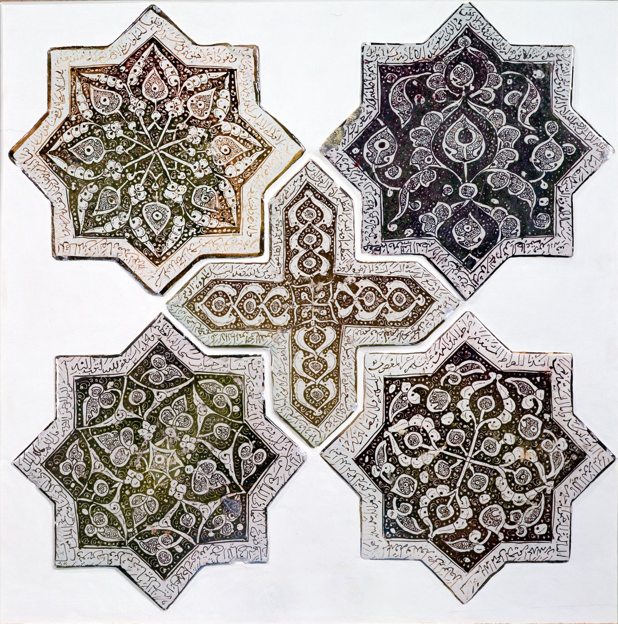 Five tiles, Kashan, Iran by Islamic School