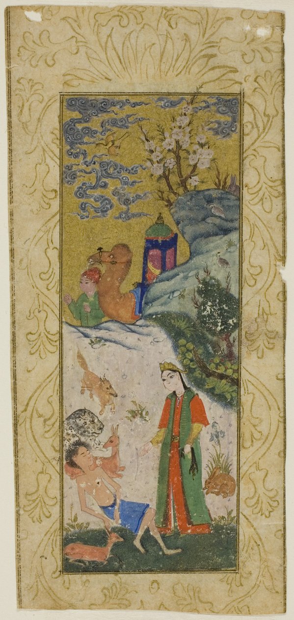 Layla Visiting Majnun in the Desert by Islamic School
