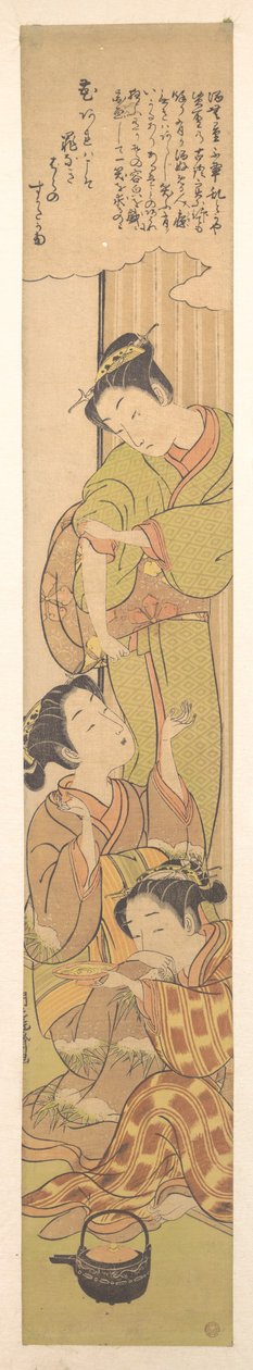 Three Girls Drinking Sake by Isoda Koryusai