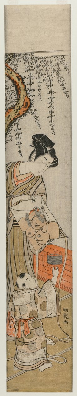 Young Man and Child with a Kite by Isoda Koryusai