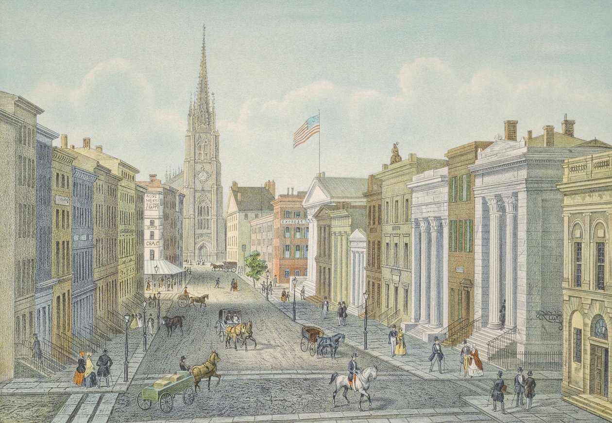 Wall Street, New York in 1847 by Isodore Laurent Deroy