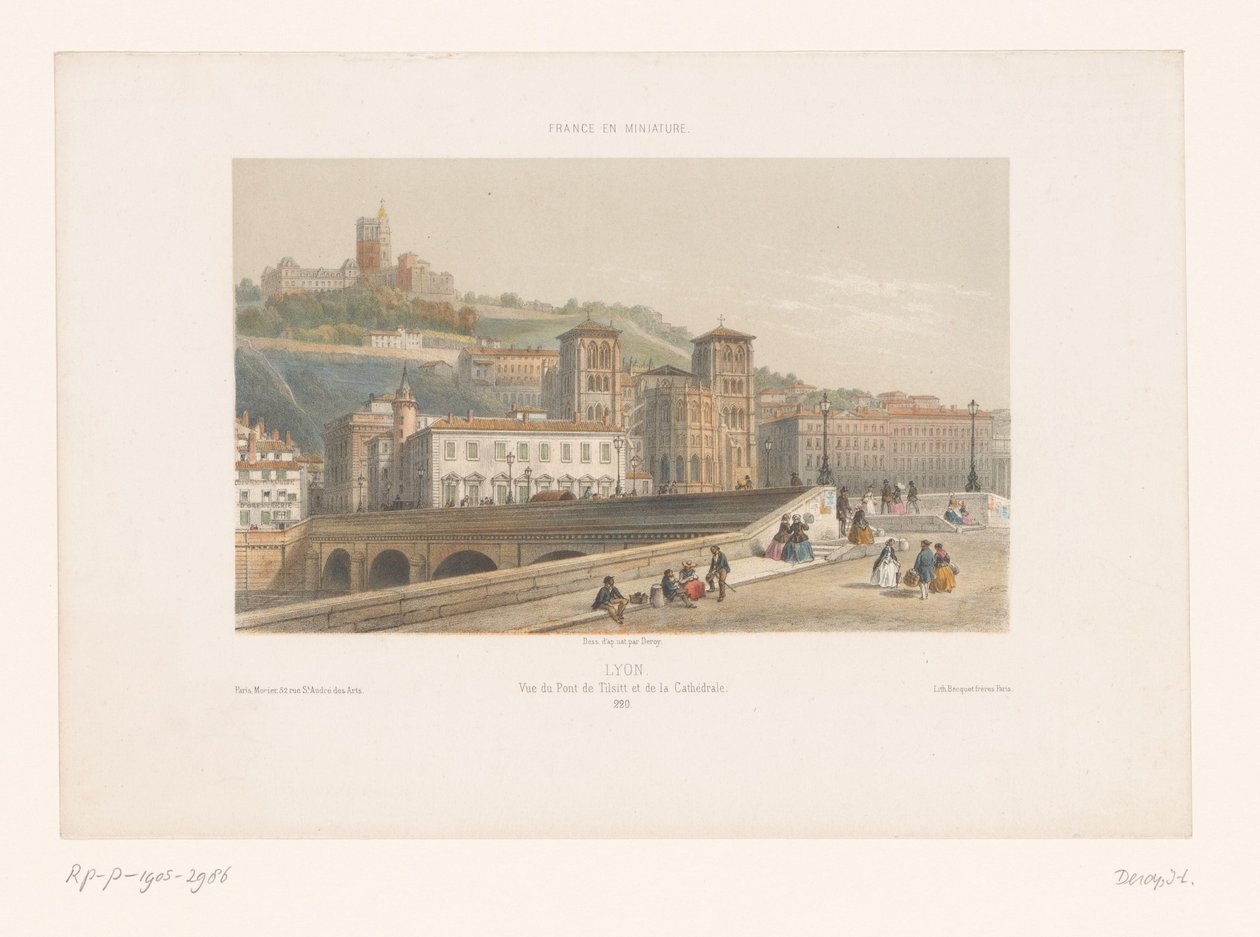 View of the Pont Tilsitt and the Saint-Jean Cathedral in Lyon (Lyon. Vue du Pont de Tilsitt et de la Cathédrale) by Isodore Laurent Deroy