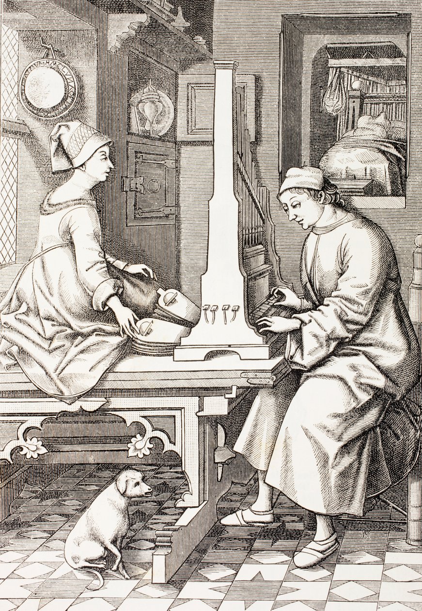 German Musician Playing a Portable Organ by Israel van Mecken