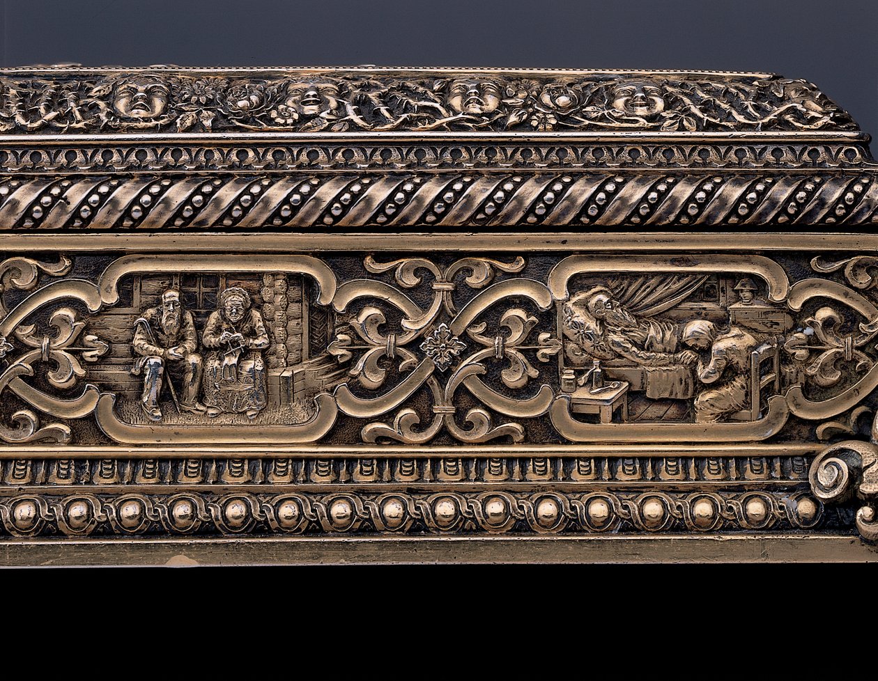 Detail of a Miniature Human Skeleton and Sarcophagus by Israel Rouchomovsky