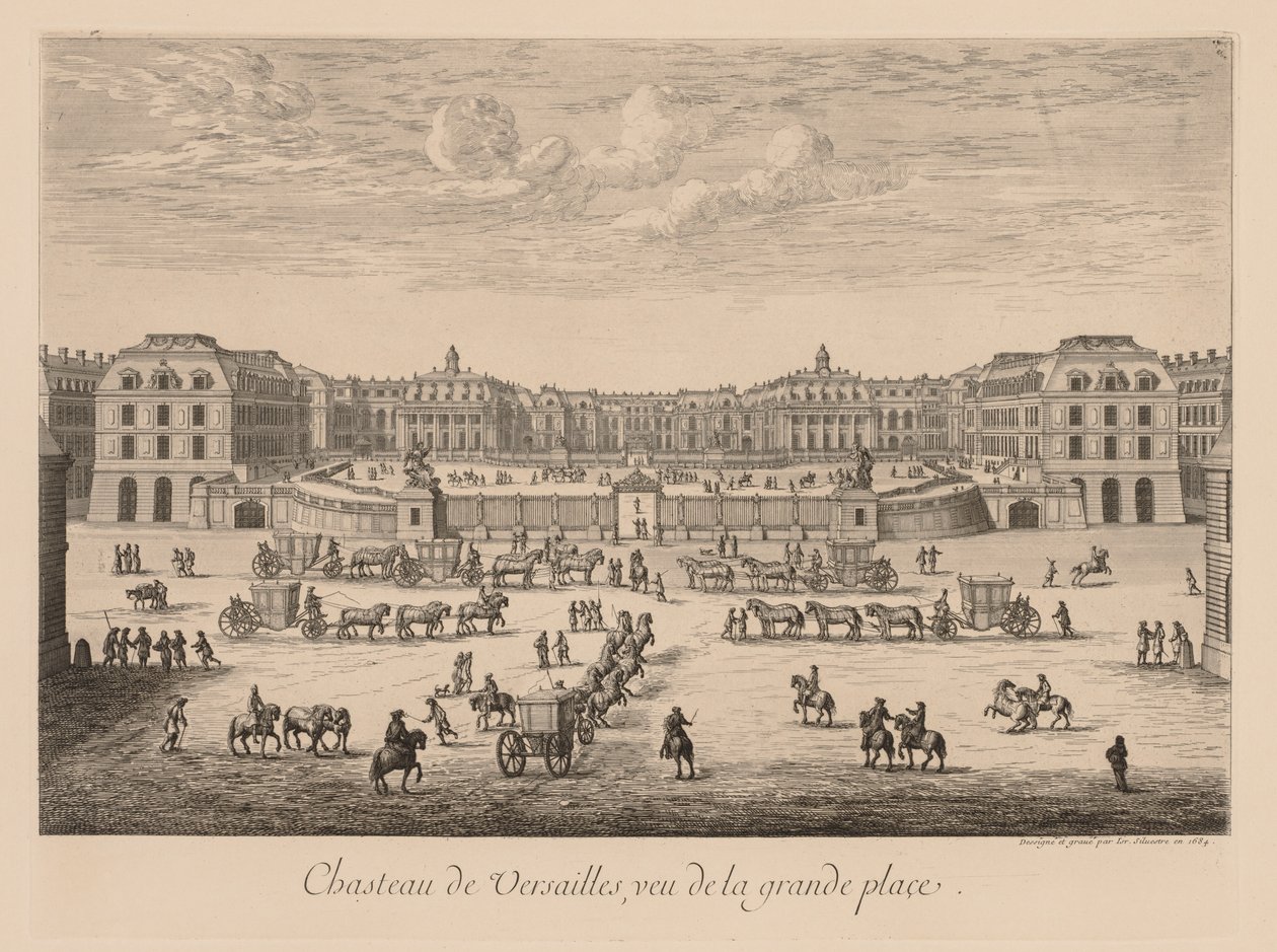 View of the Palace of Versailles, from the Main Square by Israël Silvestre