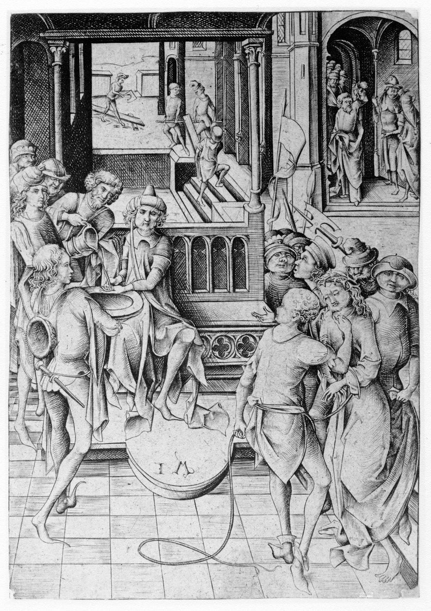 Pilate washing his hands by Israhel van Meckenem the younger