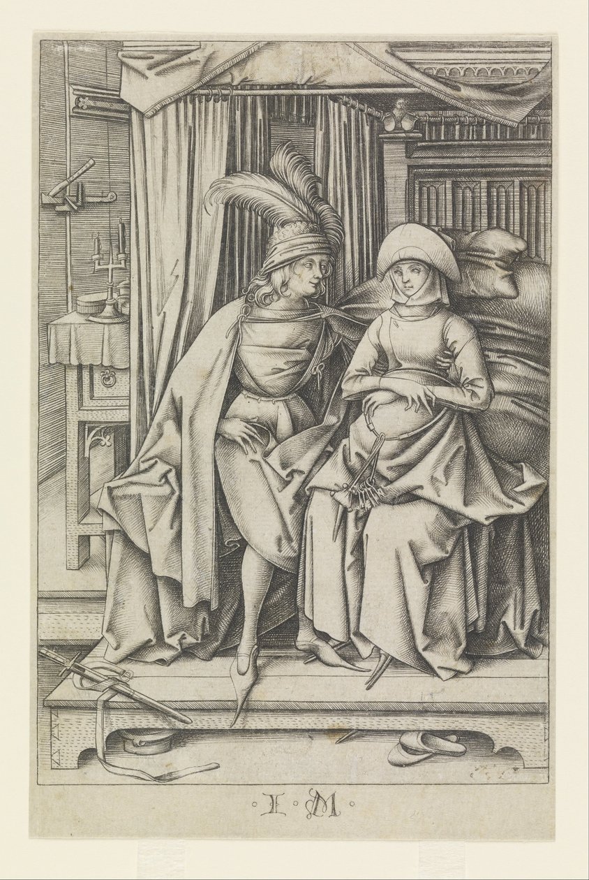 Couple Seated on a Bed, from Scenes of Daily Life by Israhel van Meckenem