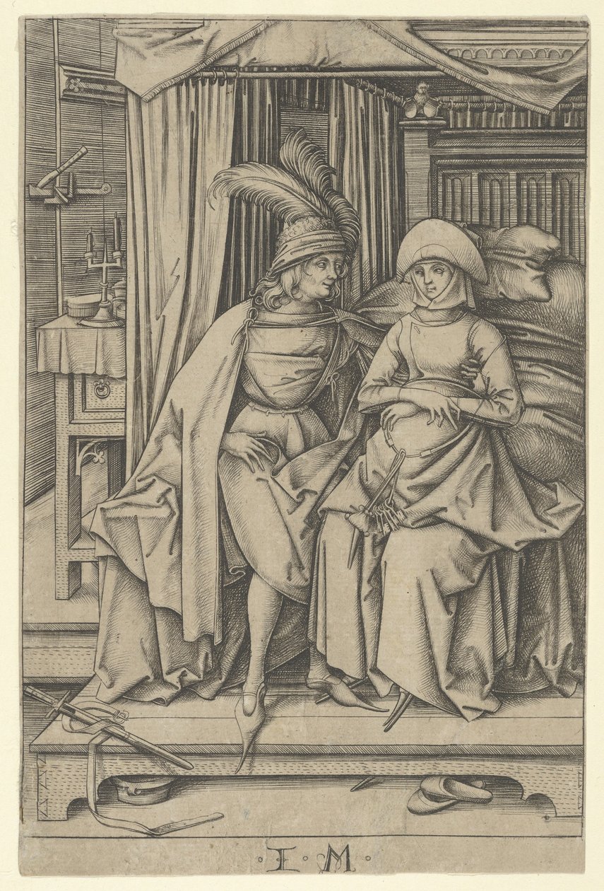 Couple Seated on a Bed, from Scenes of Daily Life by Israhel van Meckenem