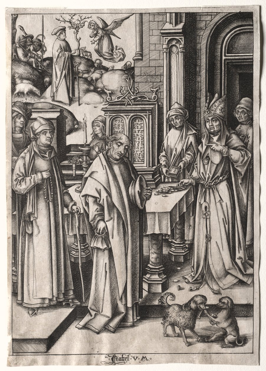 High Priest Rejecting the Offering of Joachim by Israhel van Meckenem