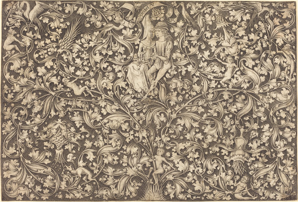 Ornament Panel with Two Lovers, c. 1490-1500 by Israhel van Meckenem