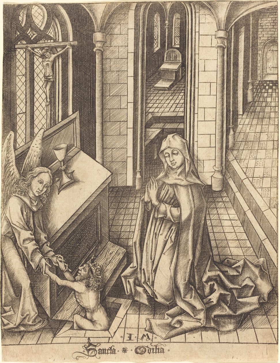 Saint Ottilia by Israhel van Meckenem