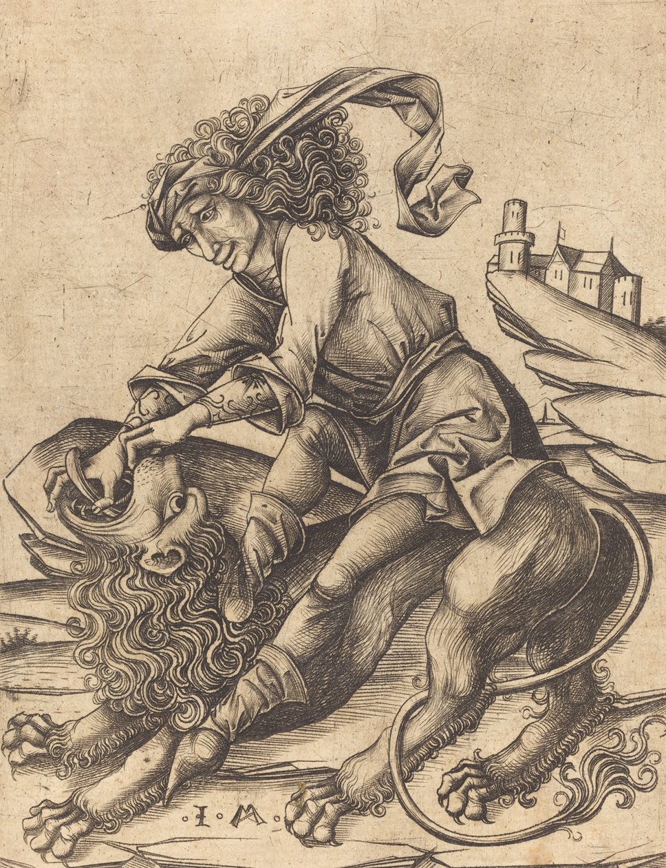 Samson and the Lion, c. 1475 by Israhel van Meckenem