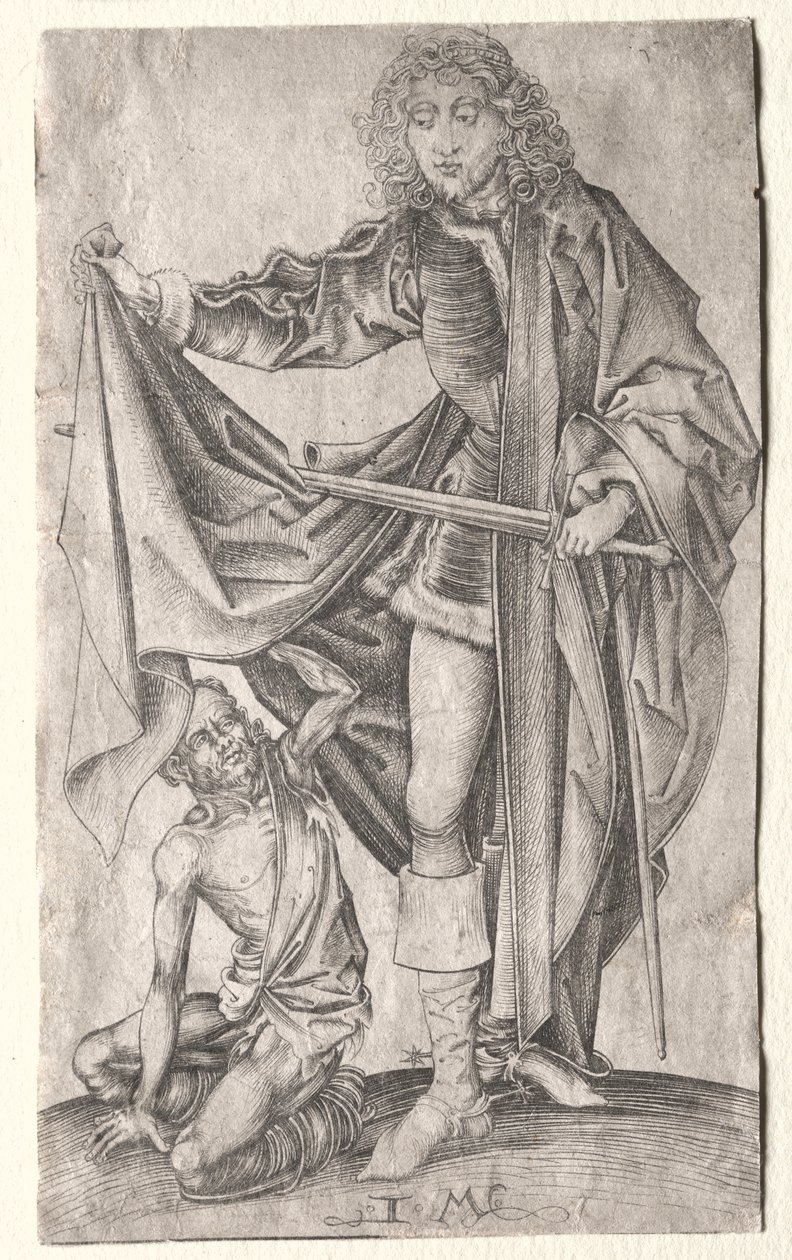 St. Martin Dividing His Cloak for a Beggar by Israhel van Meckenem