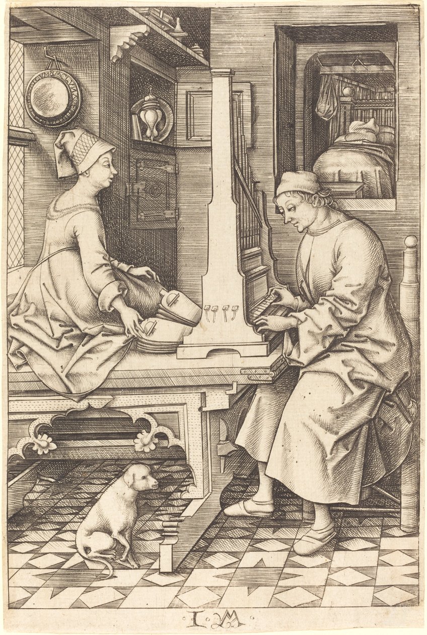 The Organ Player and His Wife, c. 1495-1503 by Israhel van Meckenem