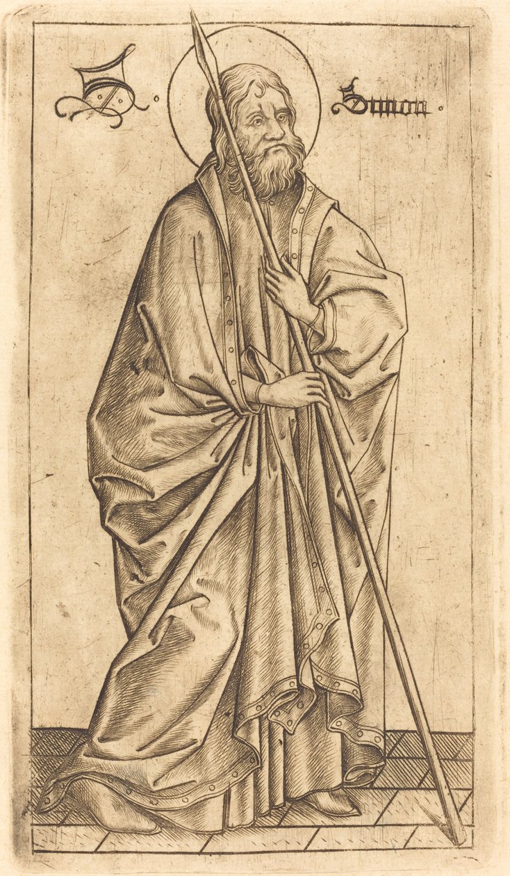 Saint Thomas (?) or Saint Simon (?) by Israhel van Meckenem after Master E.S.