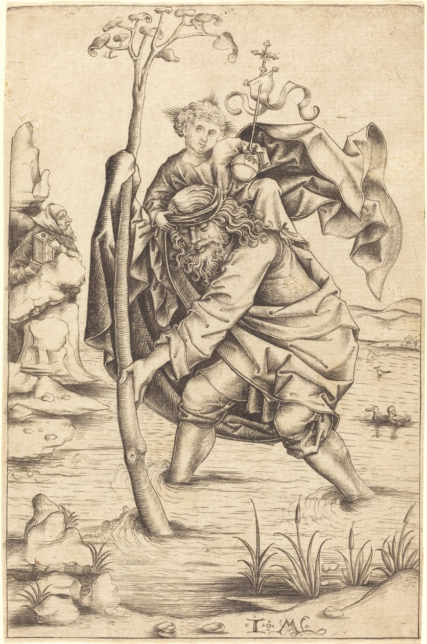 Saint Christopher by Israhel van Meckenem after Master of the Housebook