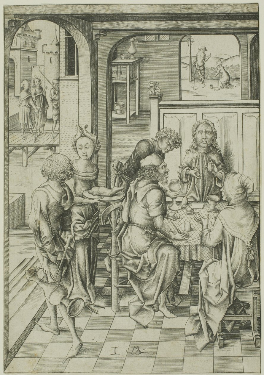 Christ at Emmaus by Israhel van Meckenem the younger