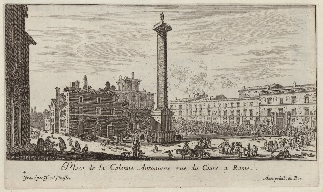 Place de la Colonne Antoniane, Rue du Cours in Rome by Israël Silvestre