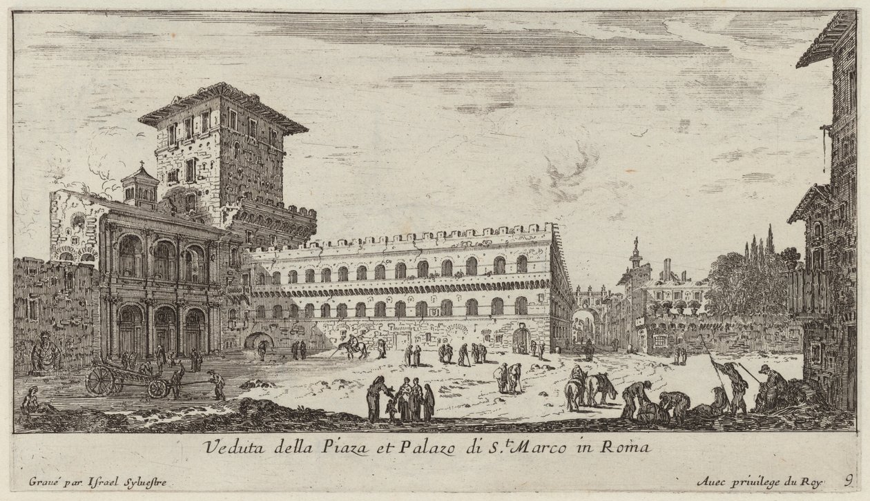 View of the Piazza and Palace of St. Mark in Rome by Israël Silvestre