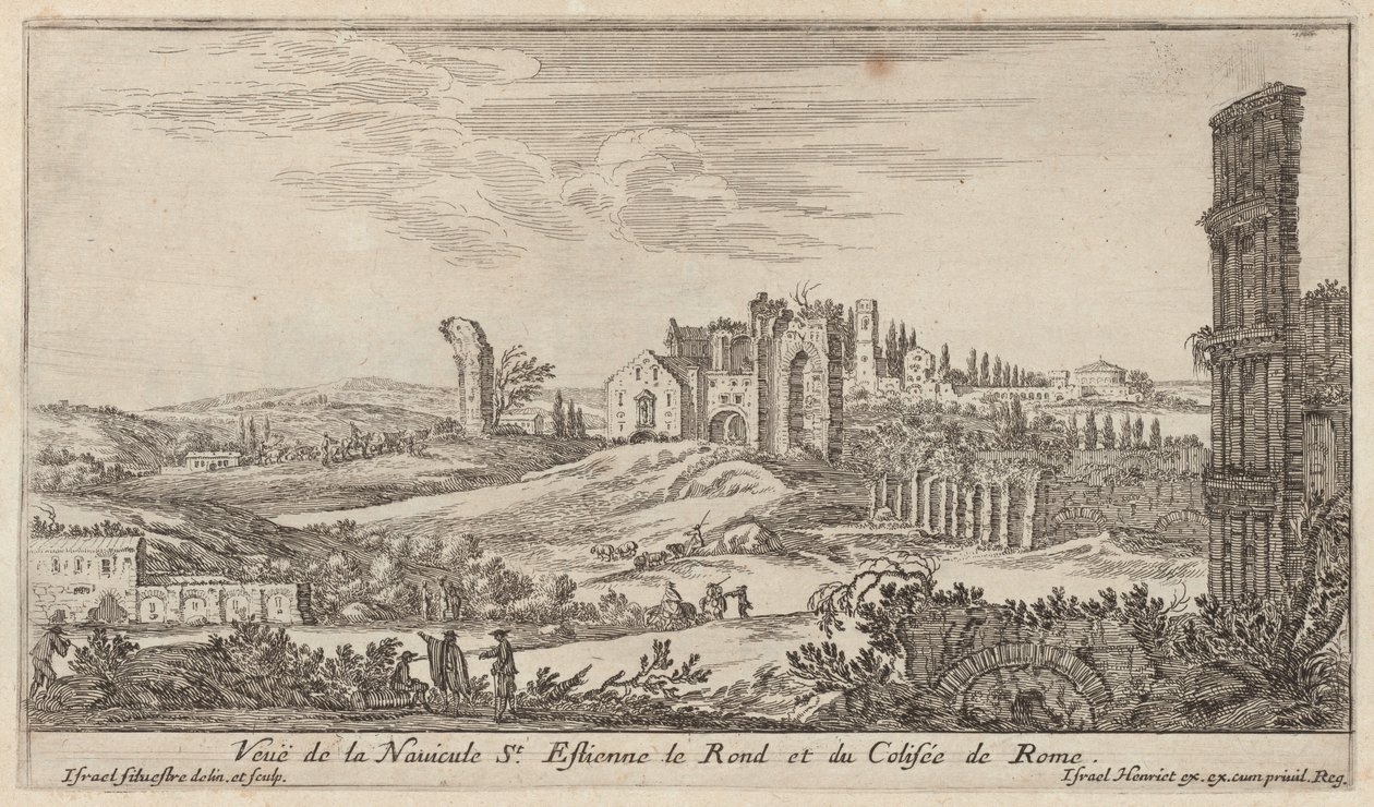 View of the Navicule St. Stephen the Round and the Colosseum of Rome by Israël Silvestre