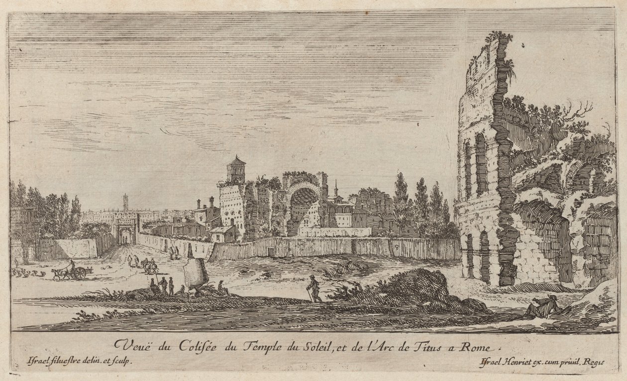 View of the Colosseum, the Temple of the Sun, and the Arch of Titus in Rome by Israël Silvestre