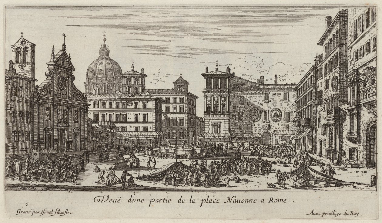 View of a Part of Navona Square in Rome by Israël Silvestre