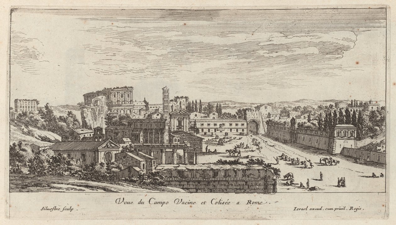 View of the Campo Vaccino and Colosseum in Rome by Israël Silvestre