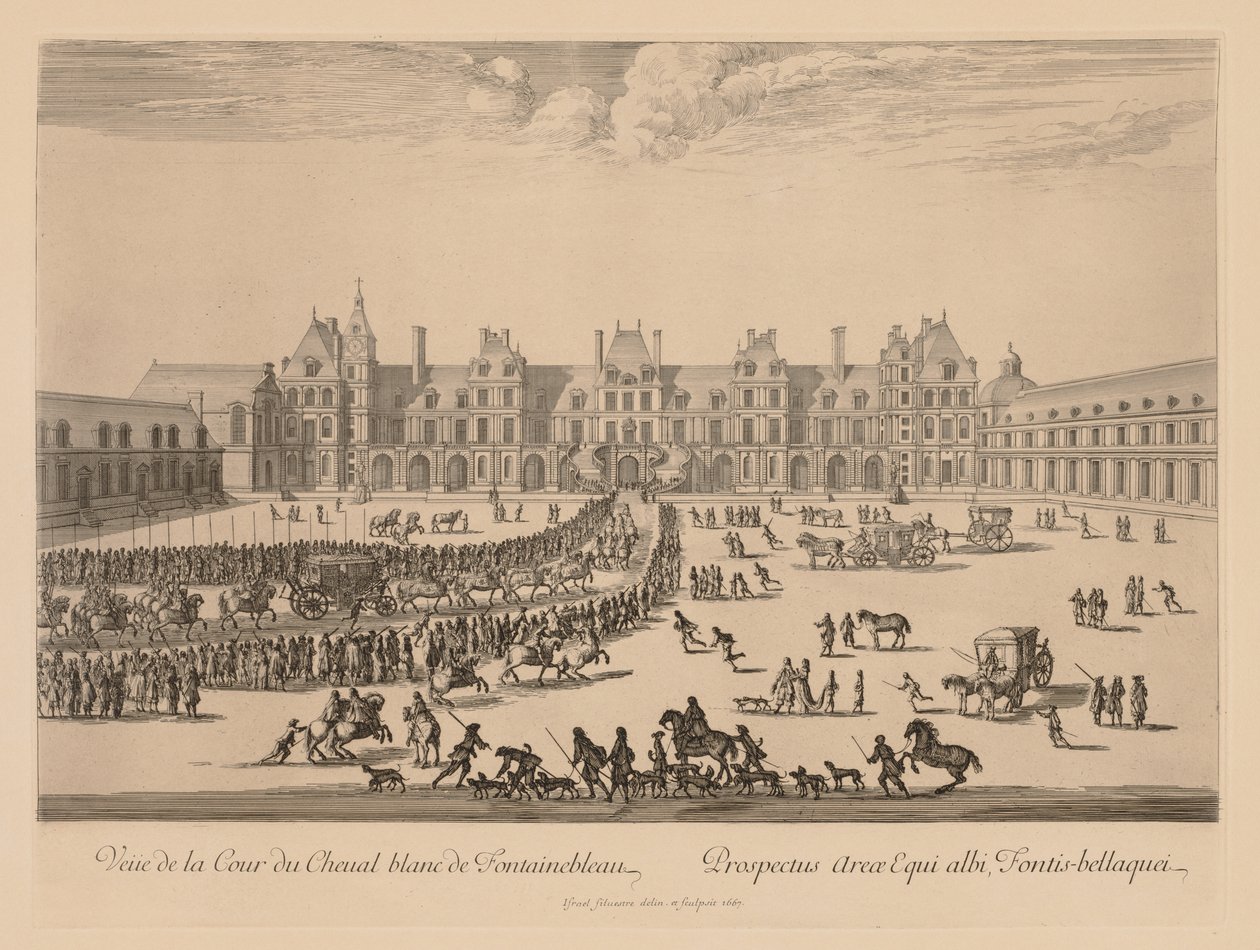 View of the Courtyard of the White Horse of Fontainebleau by Israël Silvestre