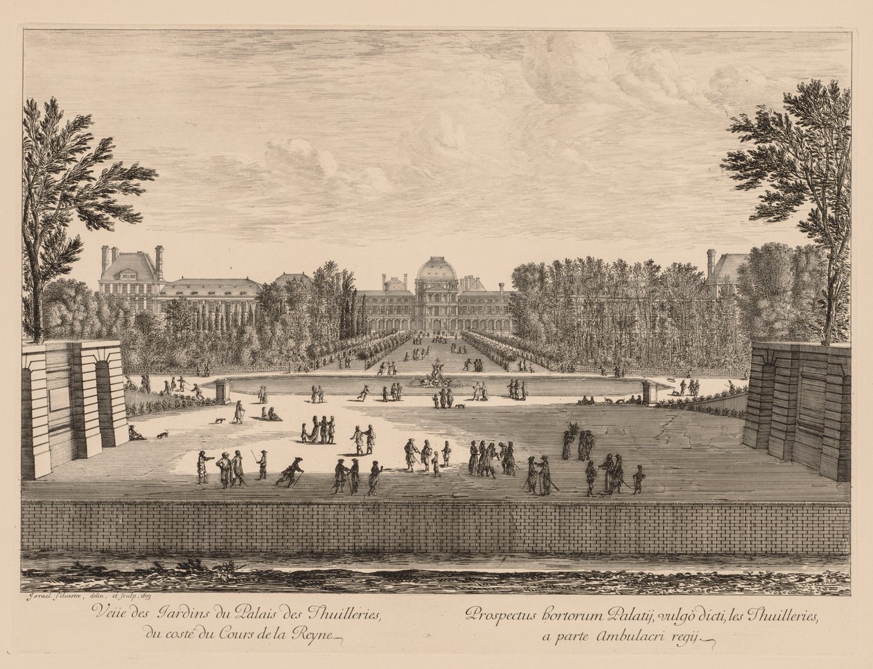 View of the Palace and Gardens of the Tuileries, from the side of the Cours la Reine by Israël Silvestre