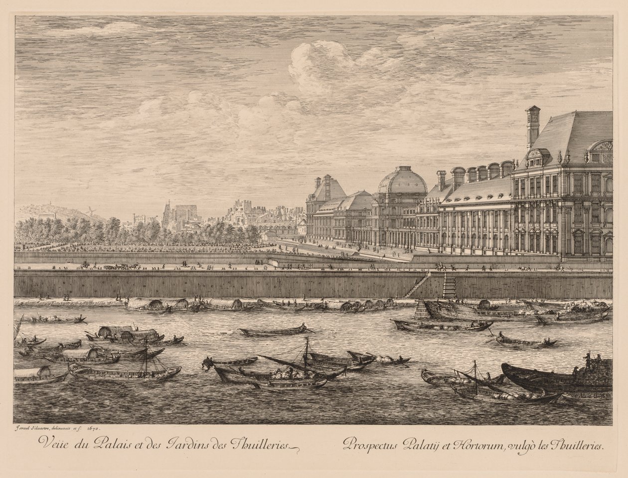 View of the Palace and Gardens of the Tuileries, from the Side of the Quay by Israël Silvestre