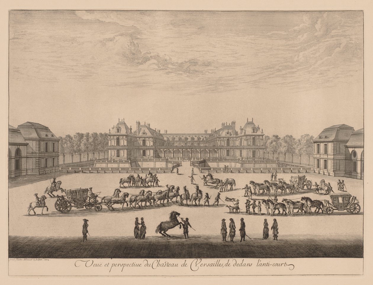 View and Perspective of the Château de Versailles, from Inside the Courtyard by Israël Silvestre