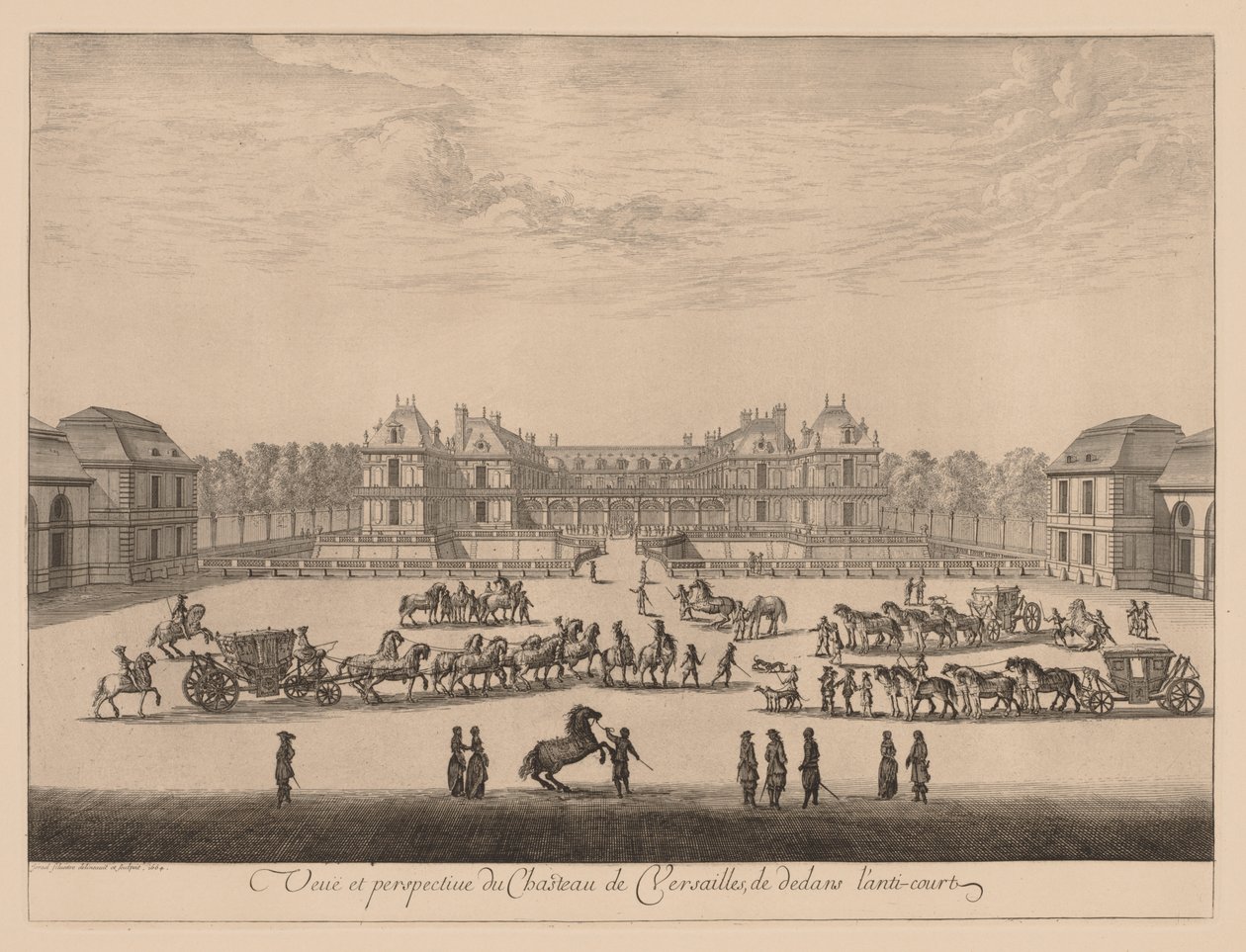 View and Perspective of the Château de Versailles, from the Inner Courtyard by Israël Silvestre