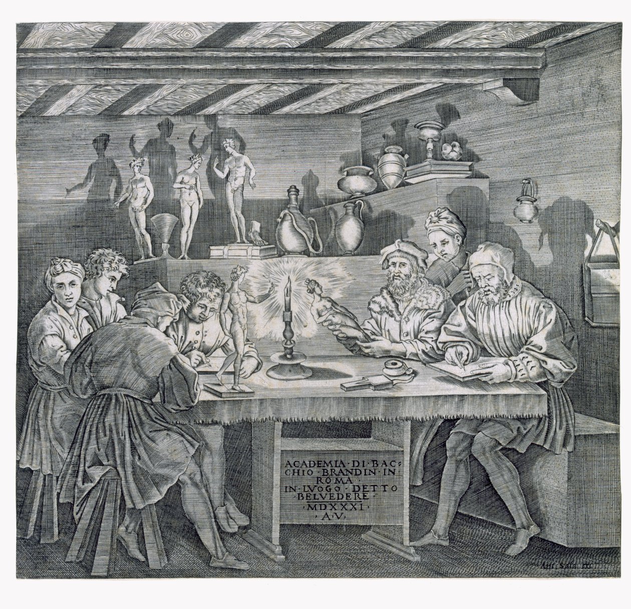 Academy of Baccio Bandinelli at the Belvedere in Rome in 1531 by Italian School